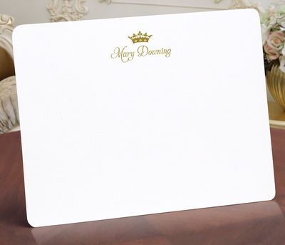 Crown Flat Note Cards - Raised Ink